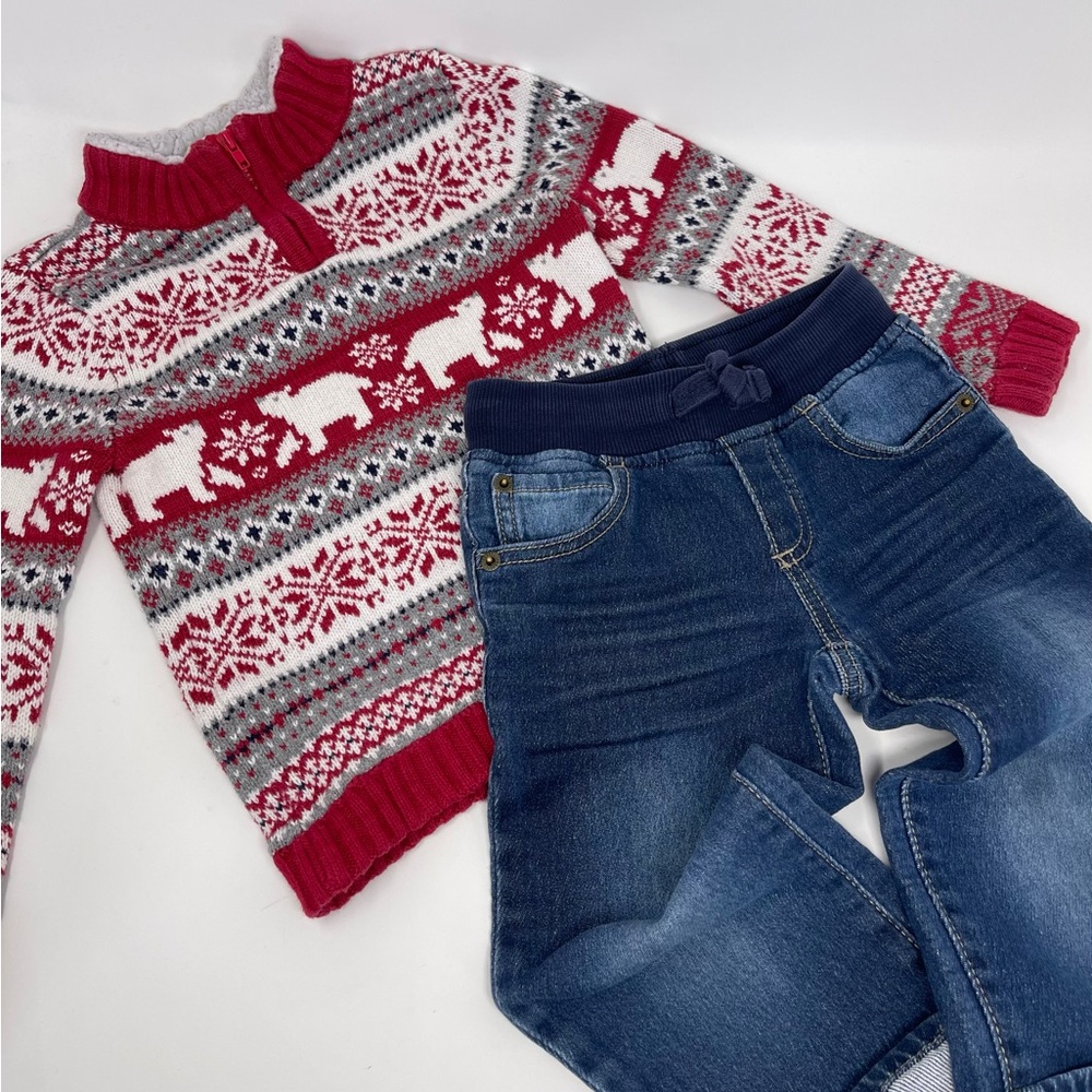 Aspen Rise Red Fair Isle Polar Bear Knit Sweater